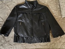 Max&co Black Leather Cropped Jacket Size 2 (it 38) $175 Excellent!