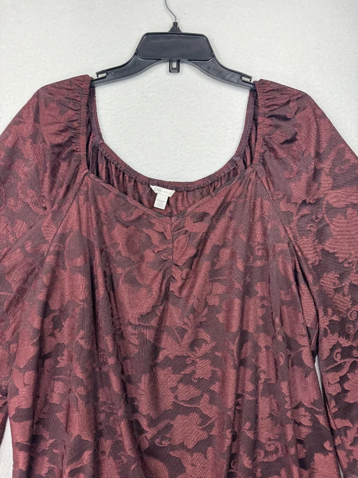Top CATO para mujer talla 18/20 floral oscuro borgoña manga acampanada hada gótico emo Foto 2 de 4