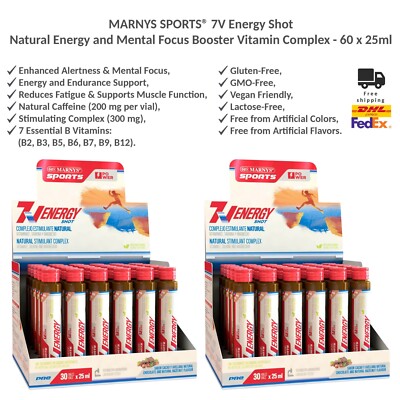 MARNYS SPORTS 7V Energy Shot Natürlicher Energie- und Konzentrations-Booster x60