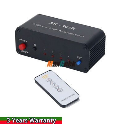 AK-401R 4CH Stereo Audio Switch Audio Selector Supports IR Remote&Manual Switch