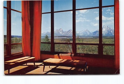 View From Jackson Lake Lodge Moran WY Chrome Postcard Vtg Unposted