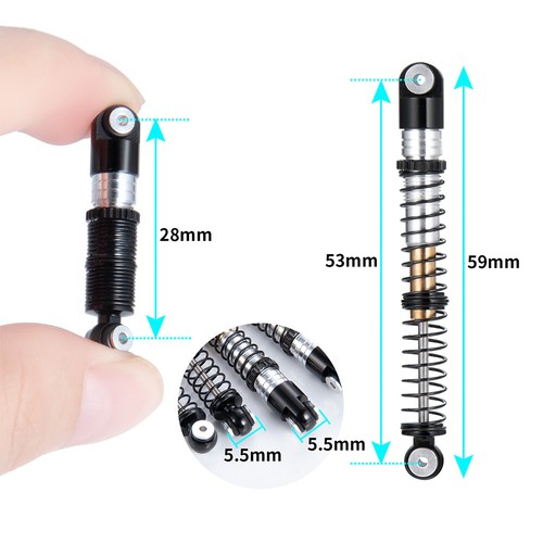 RCBATER RC Ammortizzatori 53mm Aggiornamento per RC Axial 1/24 SCX24 Crawler Auto - Foto 14 di 16