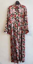 Vintage Small Christian Dior Nightgown Pink Red Floral w Pockets. Half Zip Front