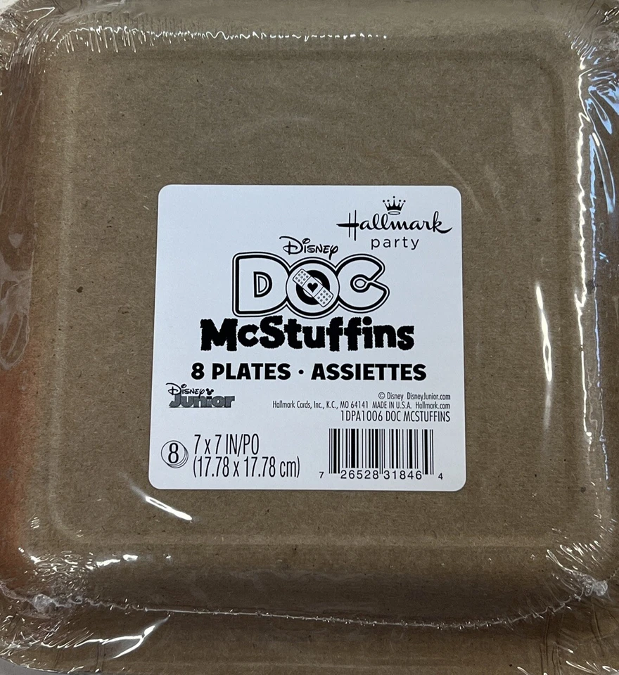 DOC McSTUFFINS 8- PAPER DESSERT PLATES 7" SQUARE --PARTY SUPPLIES - Image 2 of 2