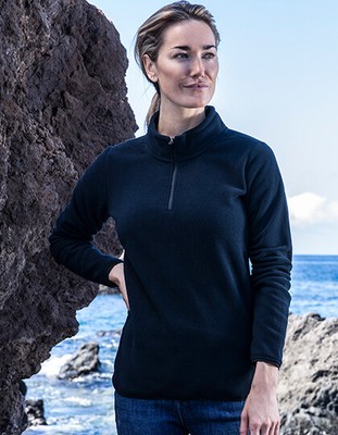 Damen Fleecepullover Recycelt 1/4 Zip Antipeeling Stehkragen S - 3XL Promodoro