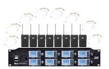 8 Channel Wireless Headset Microphone System UHF FCC Cordless Headworn Mic Set