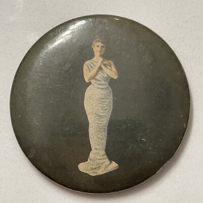 Antique 1910s Upper Class Pretty Woman Pocket Mirror Gibson Girl Figure
