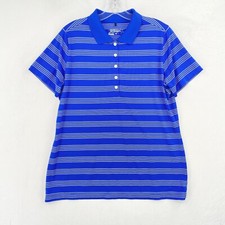 Nike Polo Shirt Mens XL Blue Stripe Short Sleeve Golf Tour Performance DRI FIT