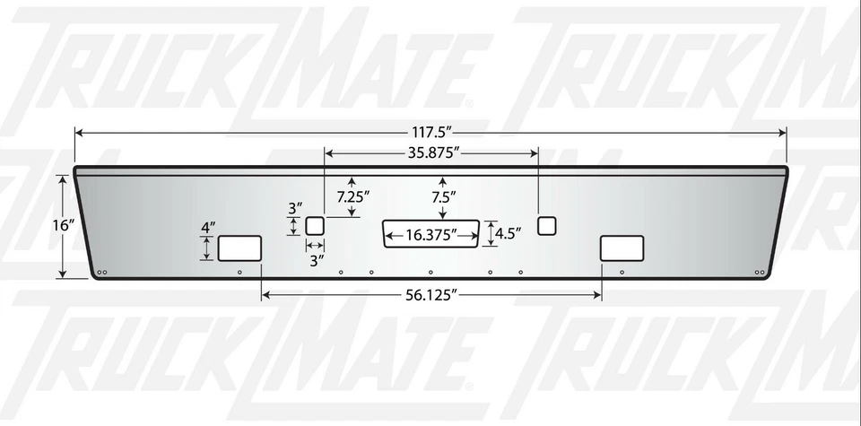 Parachoques Peterbilt 386 - Cromo 16" con recorte central - Soportes incluidos EE. UU. Foto 2 de 4