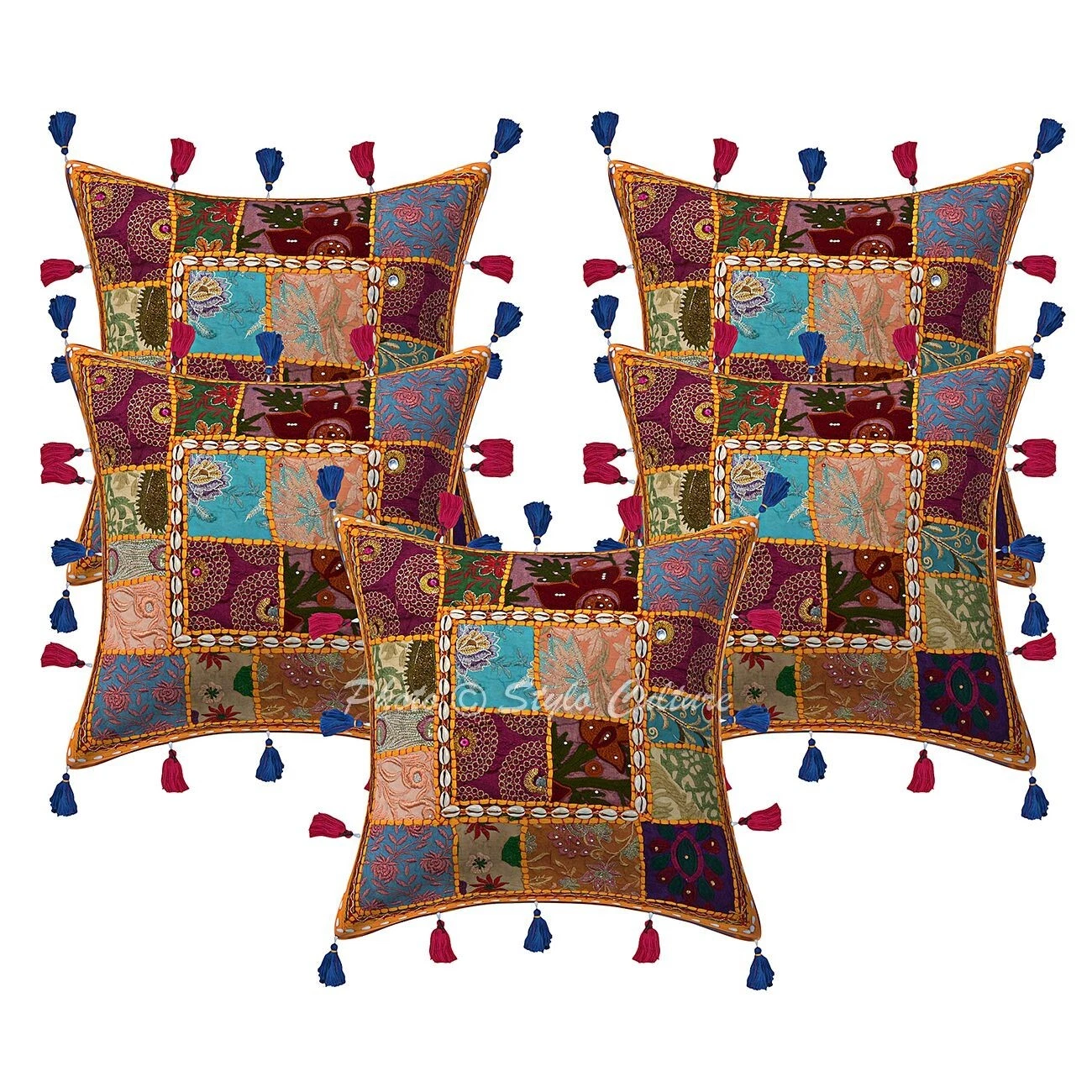 Decorative Home Decor 16 x 16 in Cushion Cover Patchwork Embroidered Pillow Case