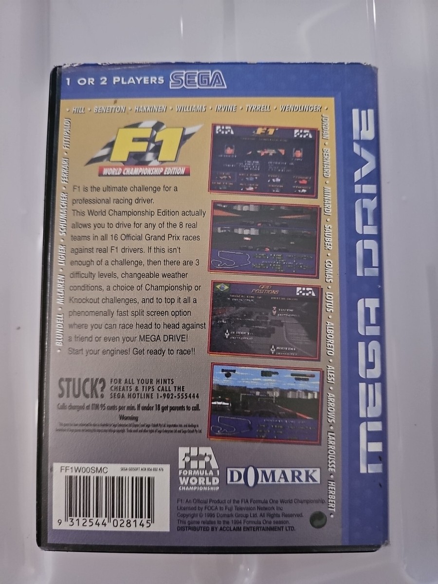 F1 World Championship Edition Sega Mega Drive Game + Case - No