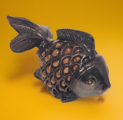 VTG Stratford Goldfish Accent TV Lamp Night Light Blown Glass Iron Fish NOB