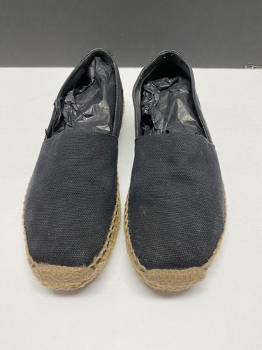 YSL Saint Laurent Women's Black Signature Espadrille Canvas Shoes EU 37+ US 7.5 - Picture 11 of 13
