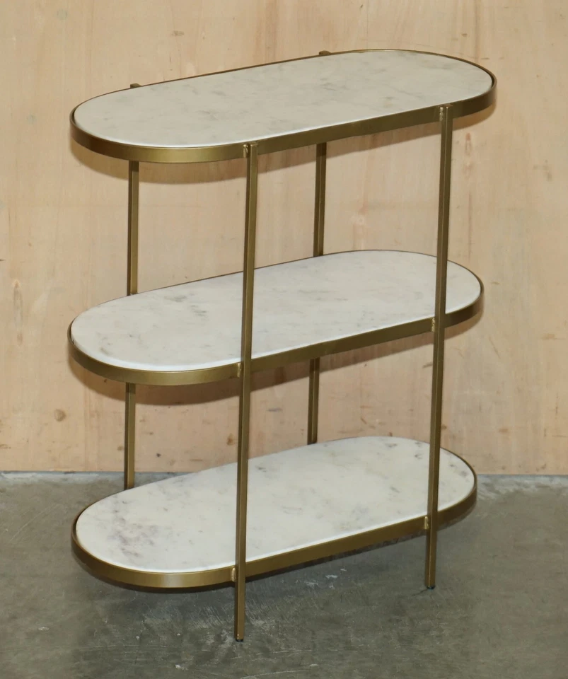 ПАРА ВИНТАЖНЫХ ИТАЛЬЯНСКИХ КАРРАРСКИХ МРАМОРНЫХ ТРЕХУРОВНЕВЫХ БОКОВЫХ СТОЛИКОВ РАЗМЕРА ETAGERES - Изображение 3 из 4