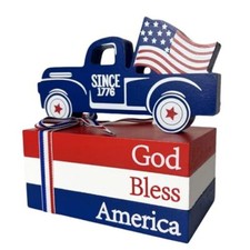 4th of July Tiered Tray Decor Patriotic Decorations Faux Book Stack  American