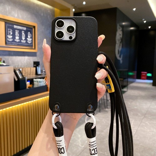 For iPhone 16 15 Pro Max 13 14 11 12 Crossbody Lanyard Soft Silicone Case Cover - Picture 6 of 18