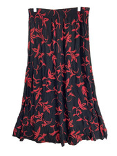 women's Size XL CM Shapes Maxi Skirt Black Red Floral Print 100 Rayon Vintage