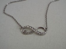 Silvertone Rhinestone Love Infinity Pendant Necklace C37