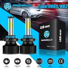 6-Side 9005 HB3 LED Bulbs Conversion Kits Super Bright White A9 Series High Beam