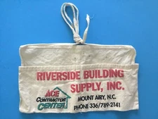 VTG ADVERTISING NAIL APRON CANVAS CARPENTER ACE RIVERSIDE BUILDING MOUNT AIRY NC