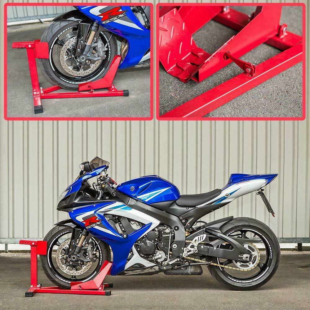 Motorcycle Front Wheel Chock Stand 15-19"" Wheels Paddock Garage Transport
