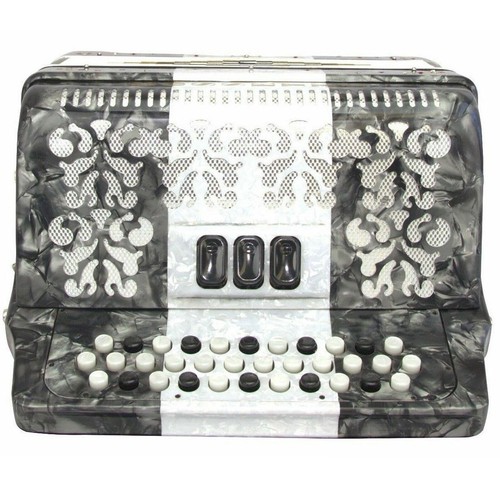 Rossetti 34 Button Accordion 12 Bass 3 Switches FBE Grey White Grey - Picture 3 of 4
