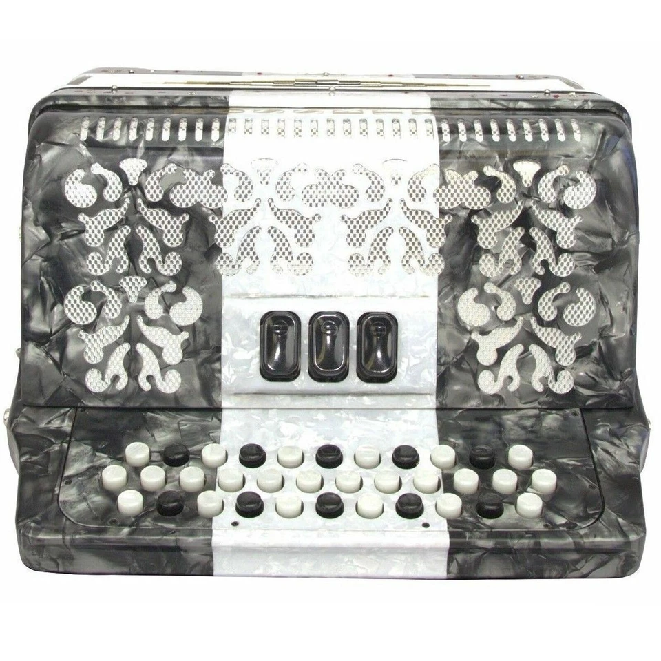 Rossetti 34 Botones Acordeón 12 Bajo 3 Interruptores FBE Gris Blanco Gris Foto 3 de 4