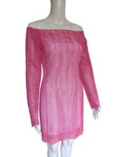 Keepsake Womens Long Sleeve Off Shoulder Sheath Dress Red Knee Length Size Small