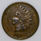 1902 Indian Head Cent US 1c Penny XF k325