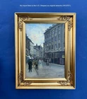 Søren Christiansen (1858) Copenhagen view. Pedestrians & Cyclist.1920s Oil +COA