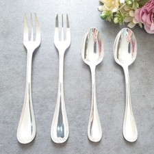 Christofle Malmaison Cake Fork Coffee Spoon 4pcs Silverplate Excellent