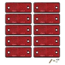 10 Pack Red Screw on Rectangular Reflectors, E11 Approval Road Safety Gate red