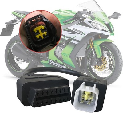 OBD2 Cable Adapter for Kawasaki 4 Pin to 16 Pin OBD Diagnostic Connector,Fits ZX