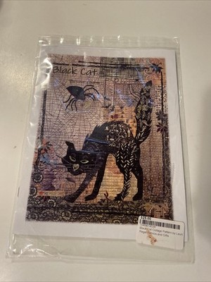 Black Cat Collage Pattern By Laura Heine 24wW x 32H