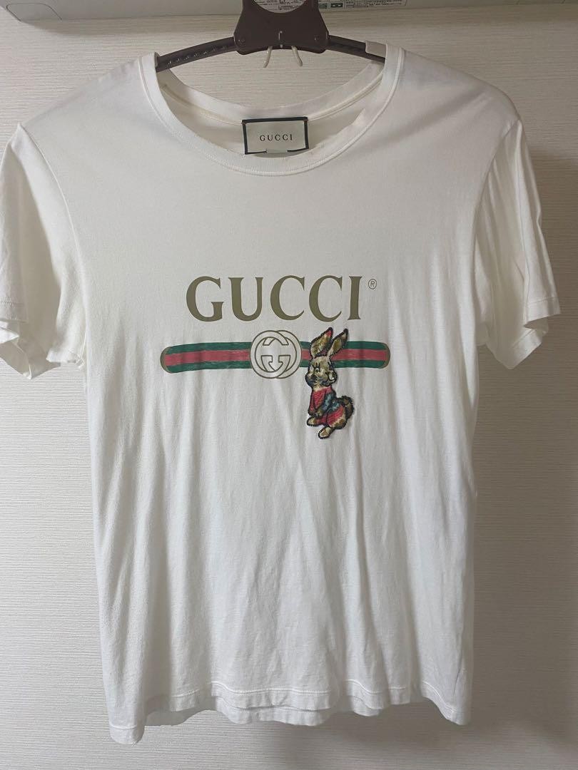 Gucci White Rabbit Embroidered Cotton T-Shirt