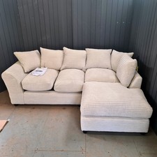 Small Right Hand Cord Corner Chaise Sofa Stone Fabric Argos Home Harry Used *Rip