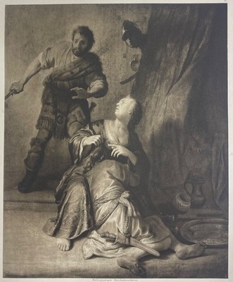 Original Rembrandt Samson und Dalila Heliogravüre 1898 Alte biblische Gravur