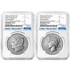 2pc Set - 2025-S Reverse Proof $1 Morgan and Peace Silver Dollar NGC PF69 ER