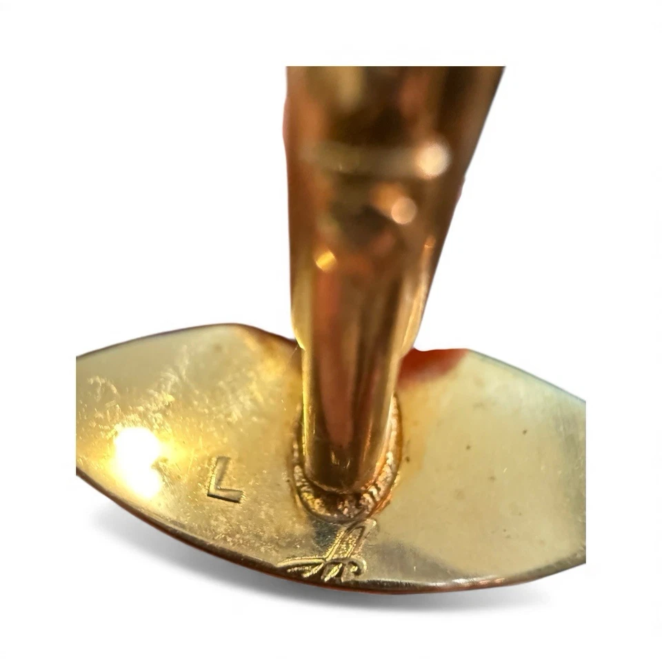 20 世纪 50 年代 Anson 复古金色绿色宝石袖扣和领带夹套装 — 第 3/4 张图片