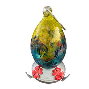 Brmbei Hand Blown Glass Hummingbird Feeder