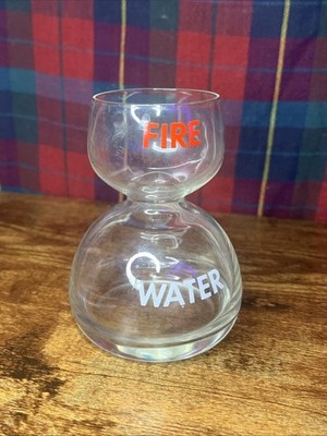 Quaffer Double Bubble FIRE WATER Shot Glass Barware Hard Liquor & Chaser Vintage