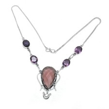 Smoky Topaz Amethyst Ethnic Handmade Necklace Jewelry 19 Gms N-1169