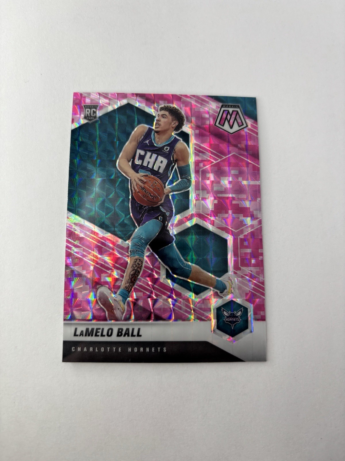 2020-21 Panini Mosaic Rookie LaMelo Ball #202 Pink Camo Mosaic Prizm (RC) SP