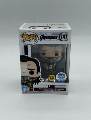 Funko Pop! Marvel Avengers Endgame 747 Loki GITD Funko Shop Exc mit Protector