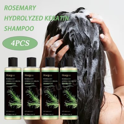 4PCS Organic Rosemary Hair Growth Shampoo with Hydrolyzed Keratin Extra Strength