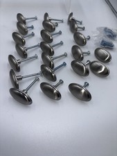 Lot of 22 Oval Brushed Nickel Cabinet Drawer Pulls Knobs 1.5  X 1  Unused READ