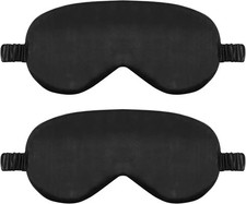 2 Pack Sleep Mask Silk Eye Cover for 1 Count Pack of 2 , Black