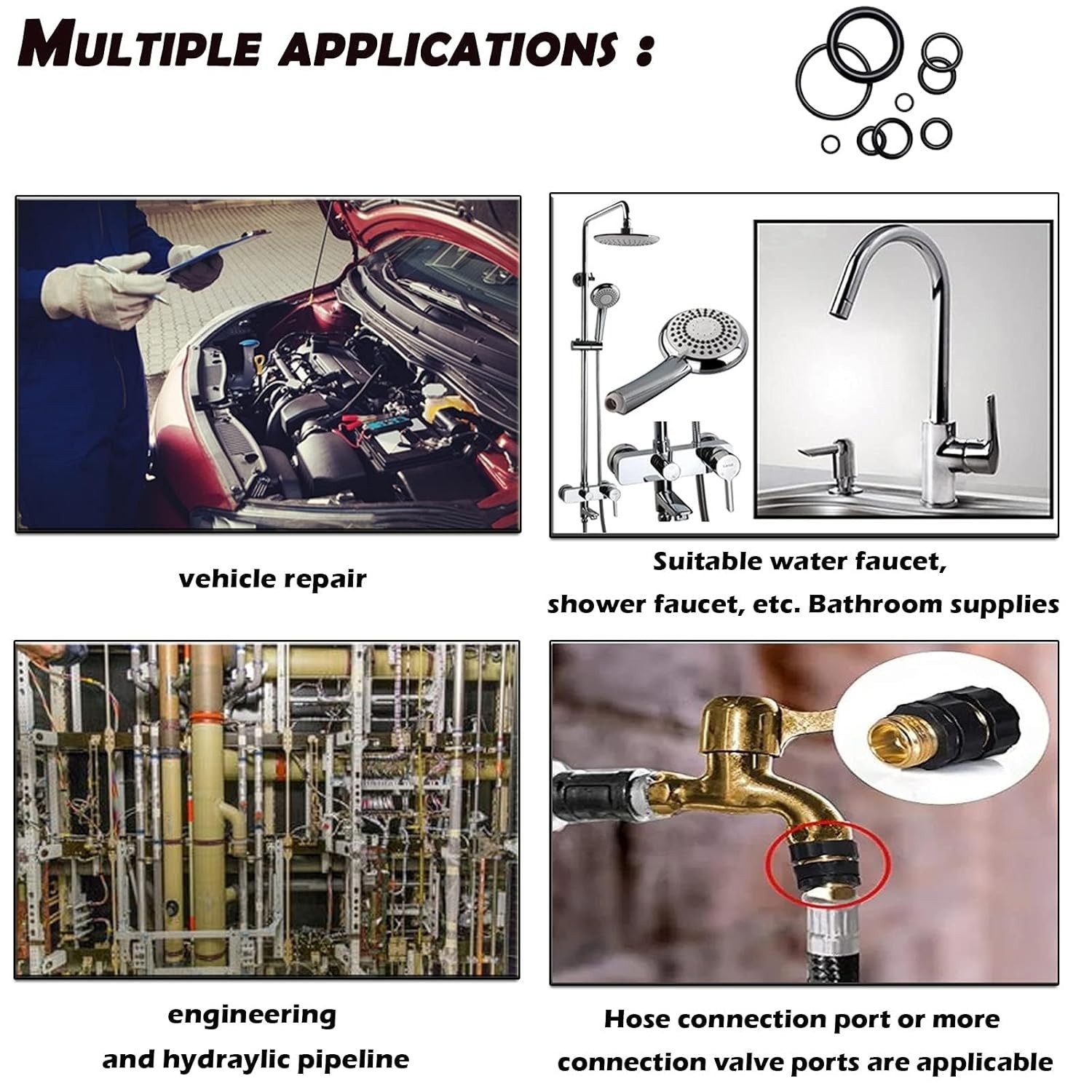 22 Size Rubber O-Ring Assortment - 1010 Pieces for Automotive & Plumbing Needs