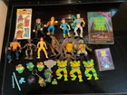 Vintage TMNT Playmates Lot 10 Figures w/ Random Weapons, Cassette, Stickers