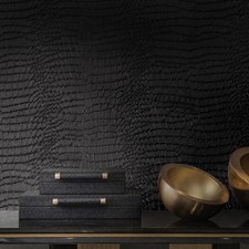 Peel and Stick Wallpaper Black Crocodile Wall Paper Modern Textured Self-Adhe...